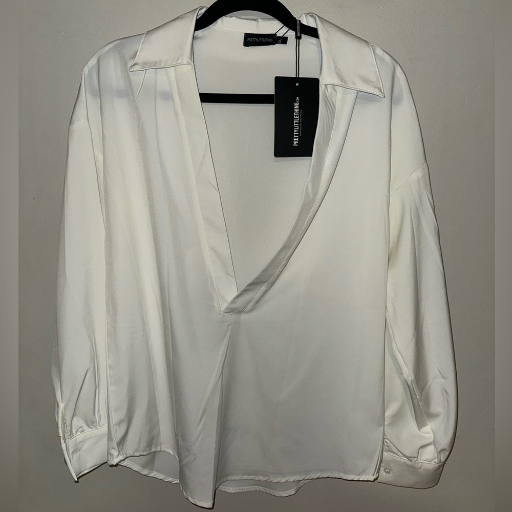 V neck plunge top in white from PLT never worn